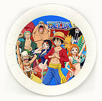 Тарілки "Ван Піс / One Piece Команда солом'яного капелюха"  паперові білі 18см (Поштучно) малотиражні тарілочки -