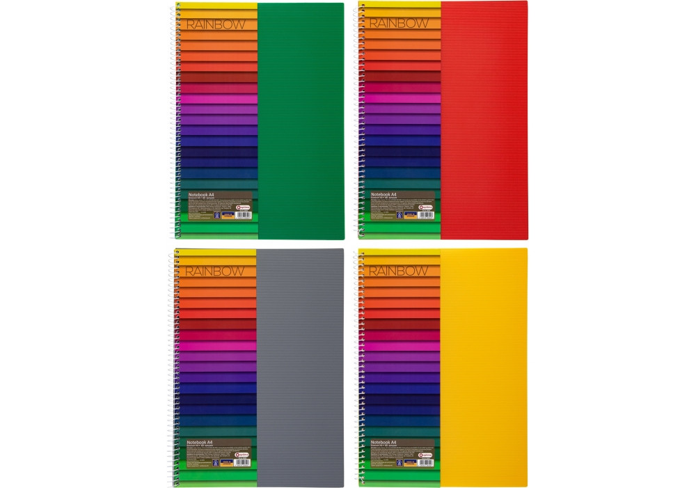 Зошит "Rainbow", А4, 80 арк., бічна спіраль, клітинка, пласт.обкладинка O20342 Optima