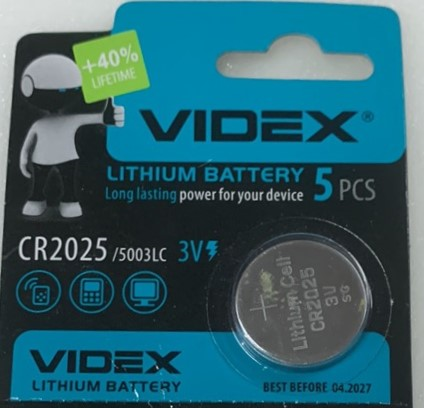 Батарейка 5x таблетка VIDEX CR2025/5003LC, DL2025, літій, фото 1