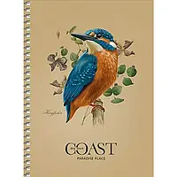 Блокнот В6 80арк., у клітинку, кремовий блок, бічна спіраль 70г/м2, крафт картон, 6072K «Student» Школярик