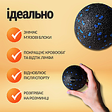 М'ячик для масажу мфр гладкий міофасціальний ортопедичний для фітнесу йоги спорту 8 см Hechpro чорно-синій, фото 5