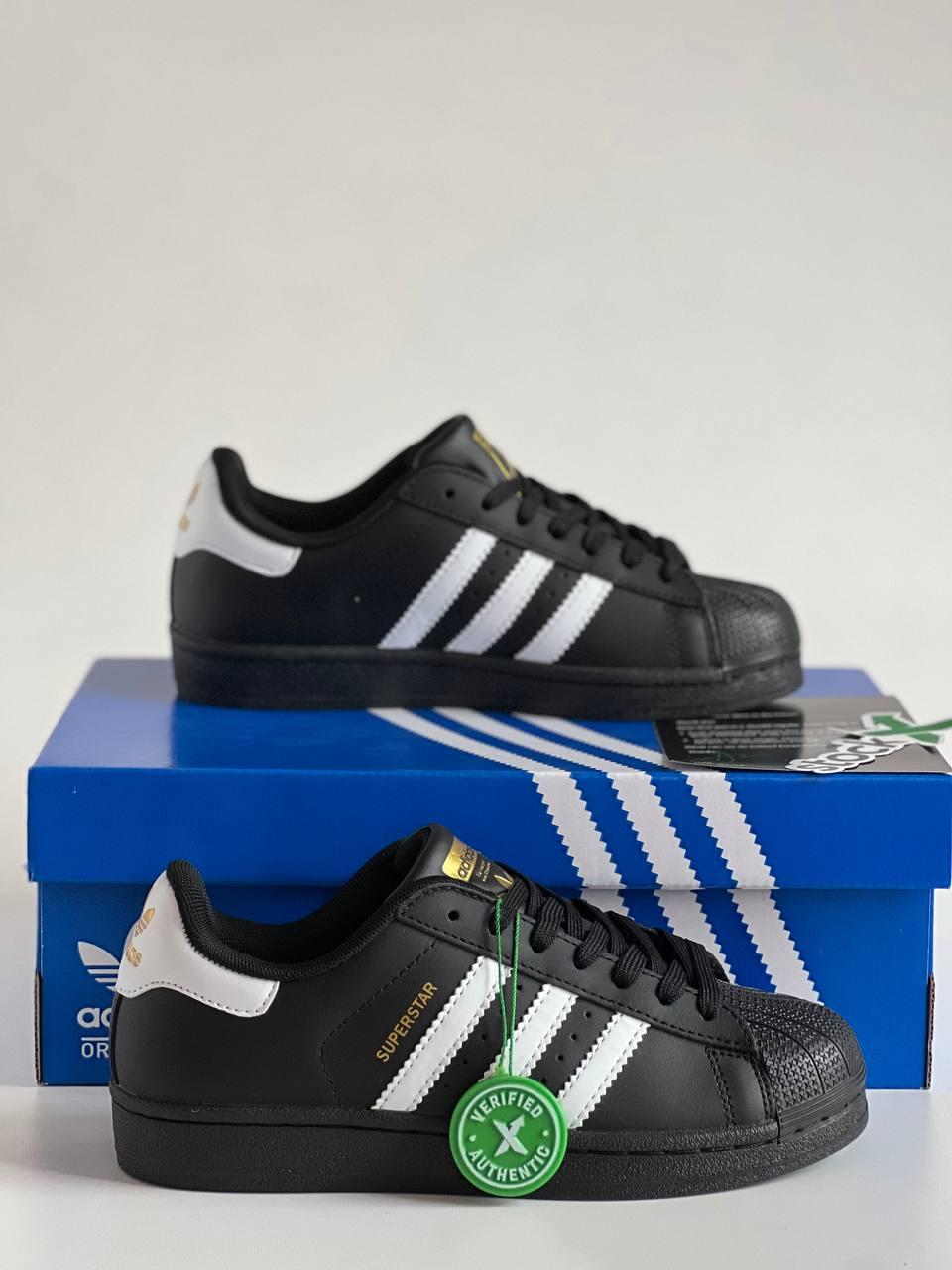 Кросівки Adidas Superstar Black White Чорні Взуття Адідас Суперстар шкіра повсякденні демісезон унісекс