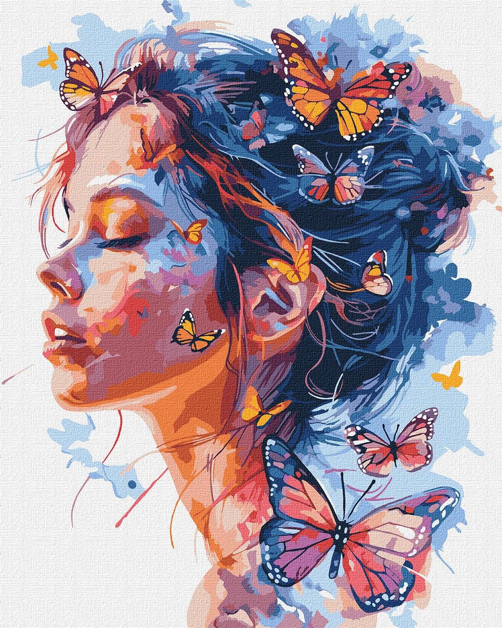 Картина за номерами Дівчина і метелики ©art_selena_ua 40х50 см Ідейка (KHO8458)