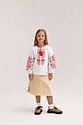 Вишиванка для дівчинки "Орнамент", дитяча блузка вишиванка біла із червоною вишивкою, фото 6