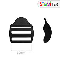 Пряжка затяжка пластикова трищілинна 30мм ZYM-3202 Чорний