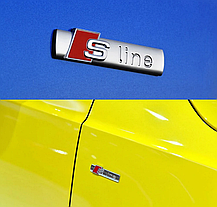 Емблема наклейка на переднє крило S-line AUDI (Ауді) 72 х 15 мм Срібляста, фото 4