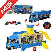 Трейлер переноска з 3 машинками HW-118 Вантажівка паркінг для хлопчиків Дитячий набір модельок машин