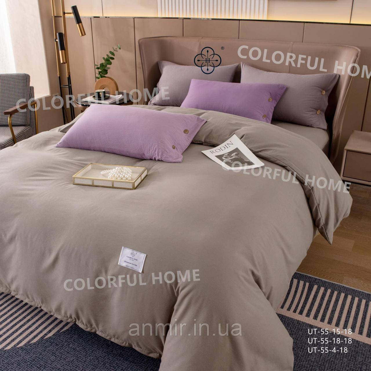 Комплект постільної білизни однотонний сатин розмір Євро, кольору міксом