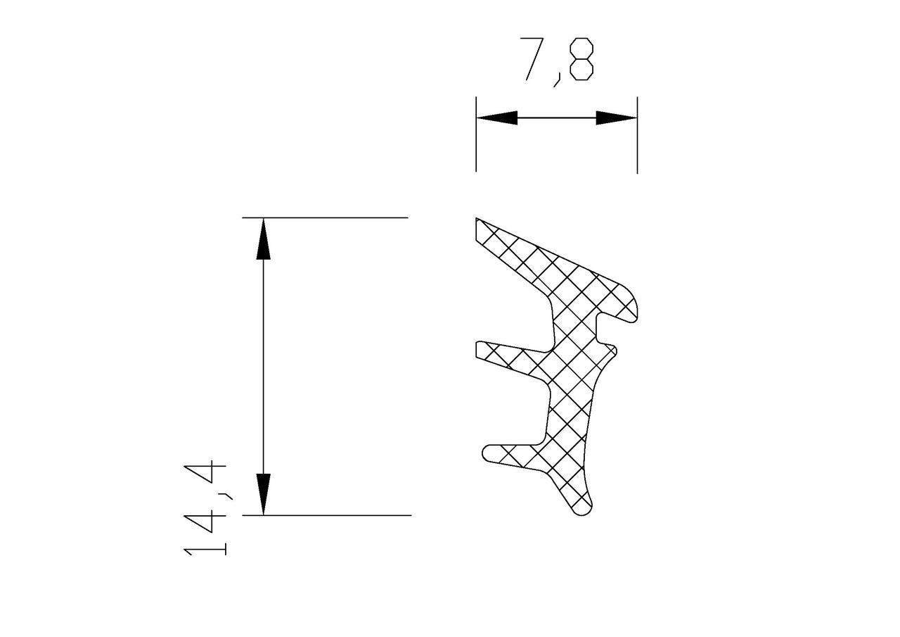 Уплотнитель ущільнювач резиновий клинообразный для стекла скла профілю черного цвета