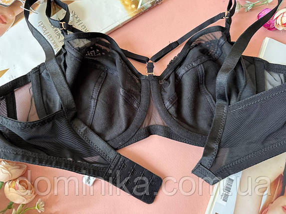90D Бюстгальтер із портупеями на чашку D без поролону чорний, фото 2