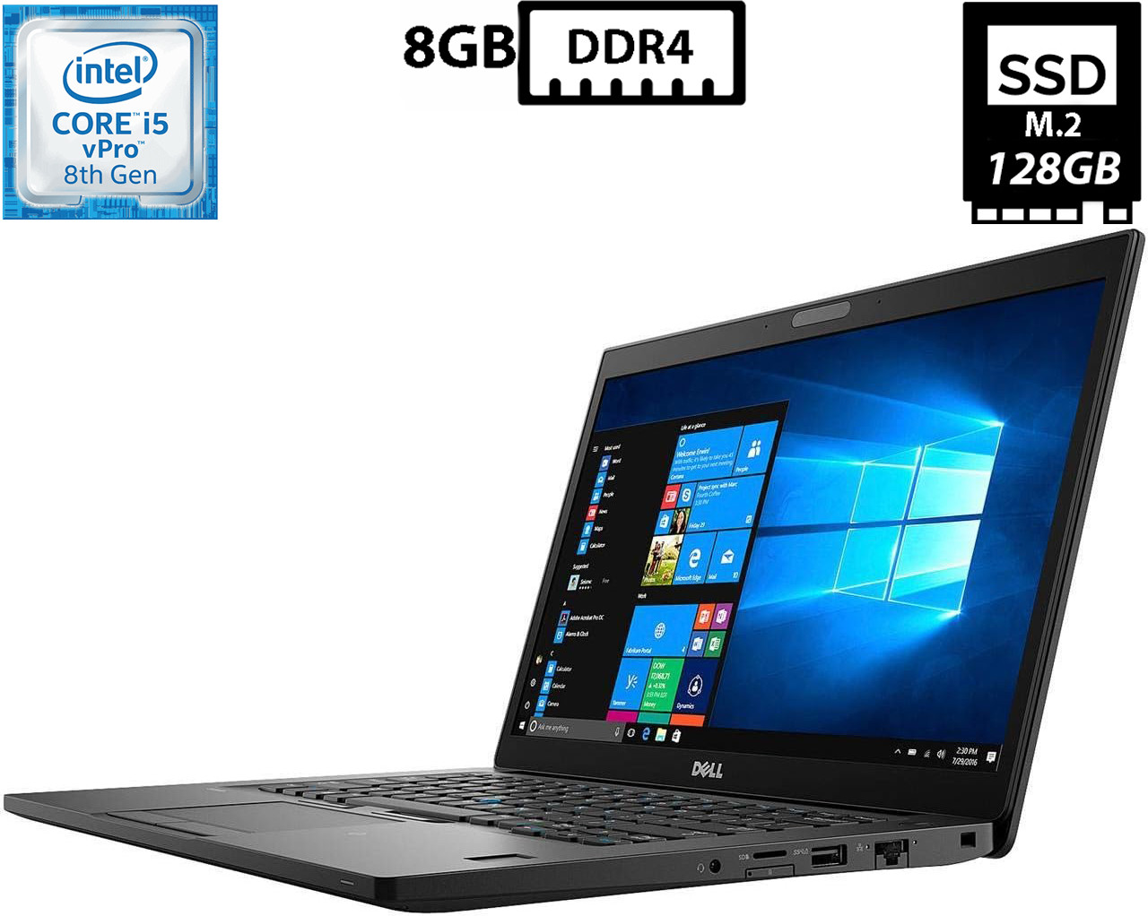 Ноутбук Dell Latitude 7490/14”IPS 1920x1080/Core i5-8350U 1.70GHz/8GB DDR4/SSD 128GB M.2/Intel UHD Graphics 620 Камера Б/В