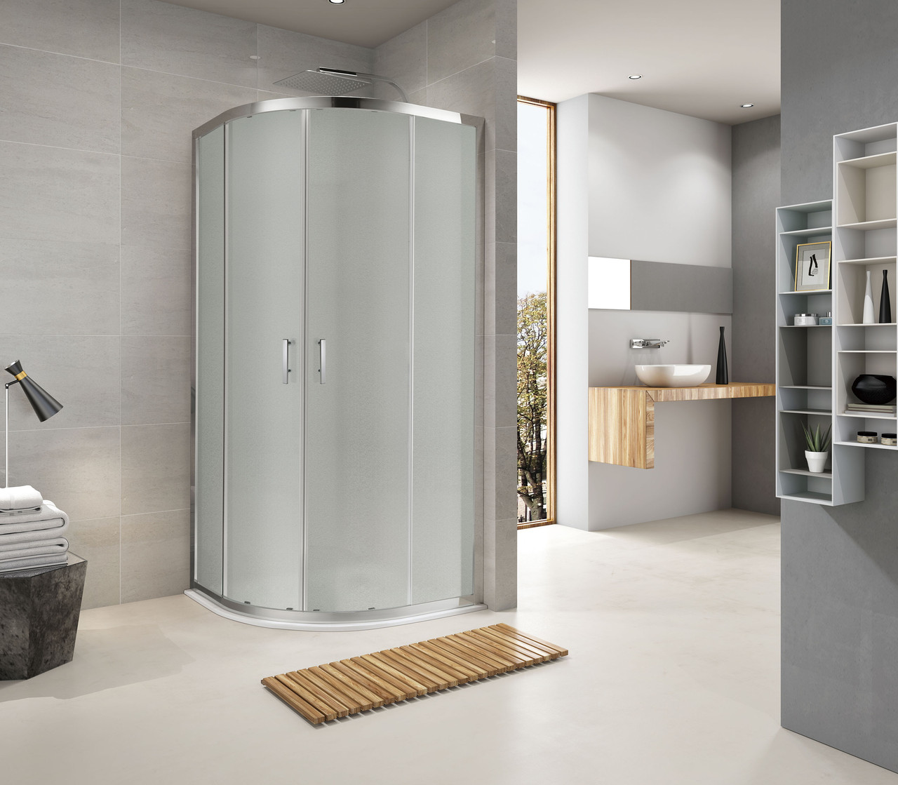 Душова кабіна Koller Pool ROUND R80RG 80х80х190 см без піддону напівкругла напівкругла розсувні двері