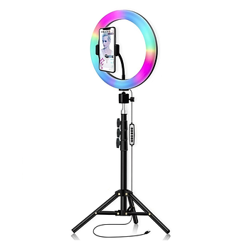 Кільцева LED лампа RGB MJ33 (33см) + штатив 2м