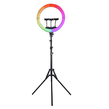 Кільцева LED лампа RGB MJ36 (36см) + штатив 2м