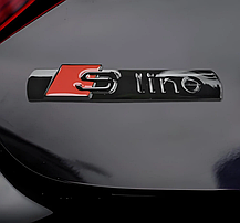 Емблема наклейка на переднє крило S-line AUDI (Ауди) 72 х 15 мм Чорний Глянець, фото 5