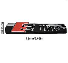 Емблема наклейка на переднє крило S-line AUDI (Ауди) 72 х 15 мм Чорний Глянець, фото 3