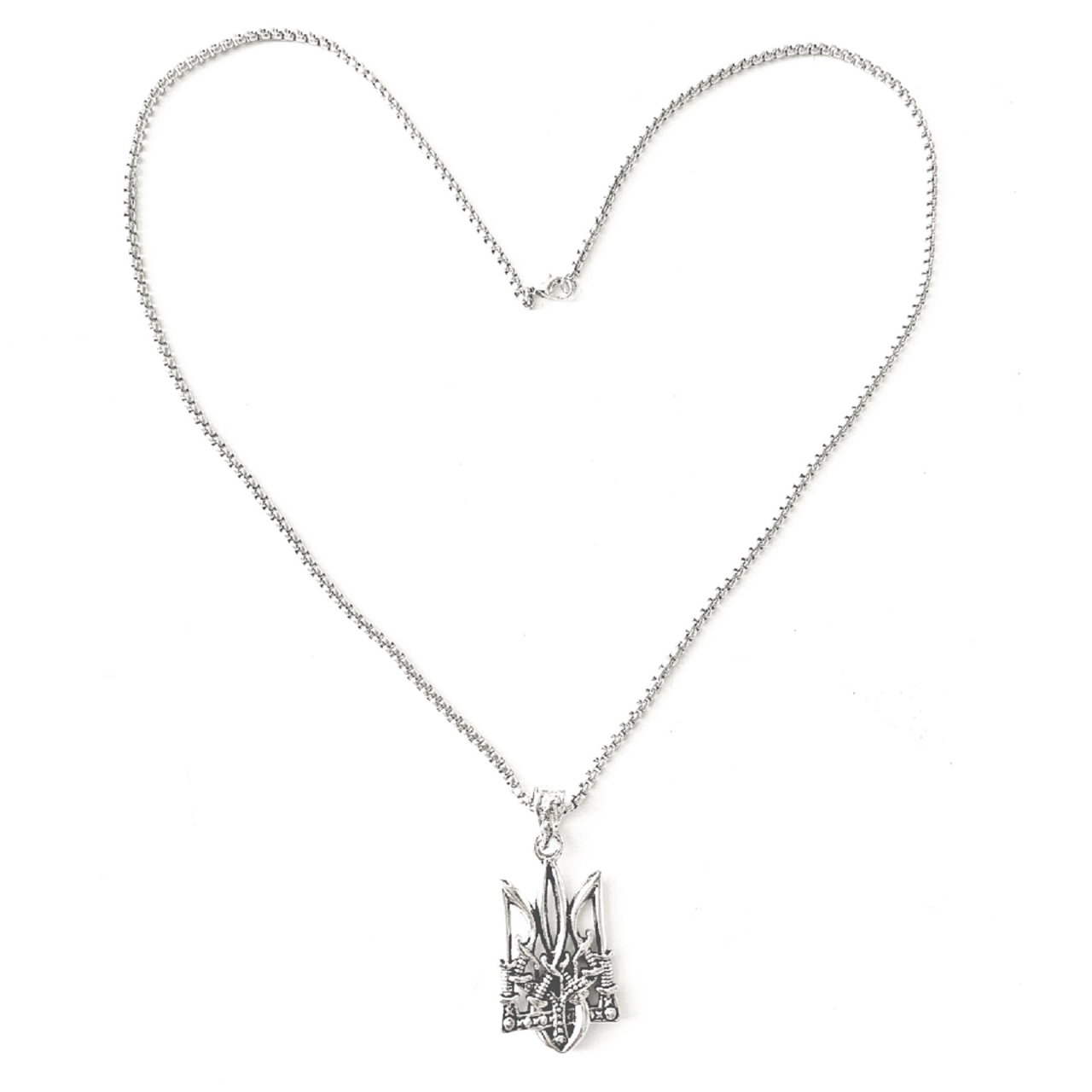 Ланцюжок з металевим двостороннім кулоном Гербом України, фото 1