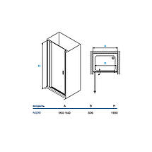 Душові двері Koller Pool NEON NS90G 190х90 см розпашні скло матове, фото 3