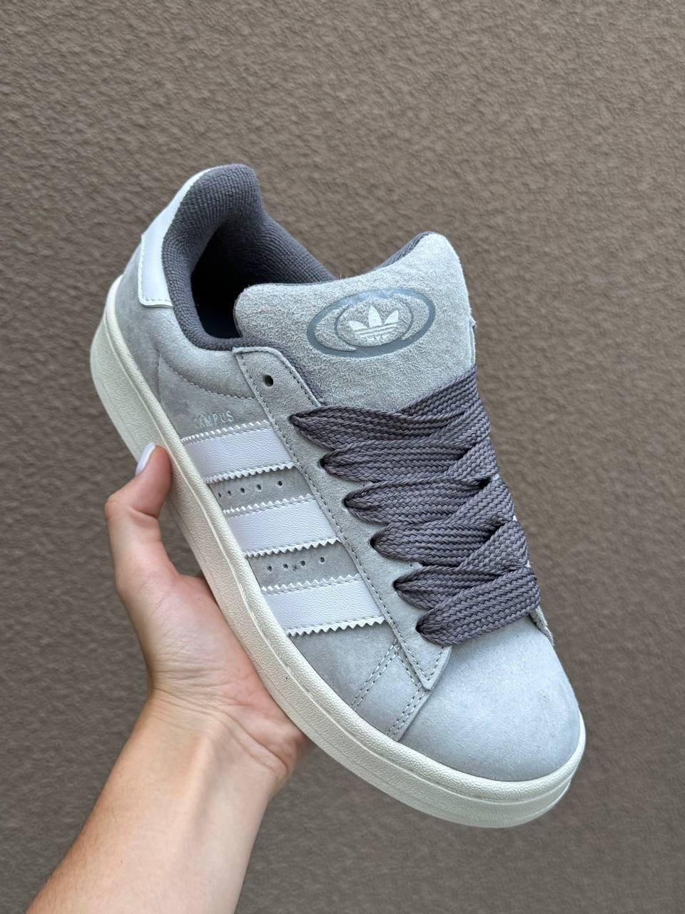 Жіночі демісезонні кросівки Adidas Campus 00S Grey/White (сірі з білим) повсякденні кроси AS055 Адідас vkross