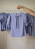 Дитяча нарядна блузка блакитна в горох для дівчинки, шкільні блузки, фото 4