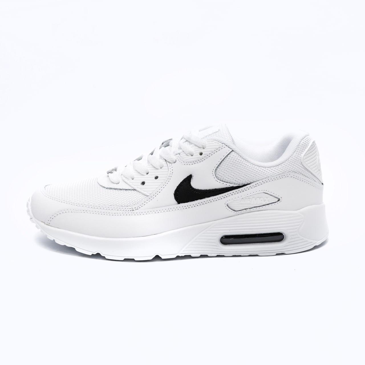Чоловічі кросівки Nike Air Max 90 (білі з чорним) стильні кросівки 2718 Найк vkross
