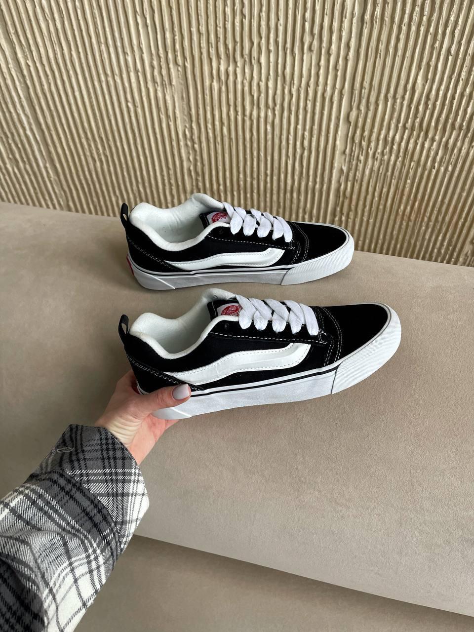 Чоловічі кеди Vans KNU Skool Black/White (чорно-білі) низькі повсякденні кеди OS0069 Ванс vkross