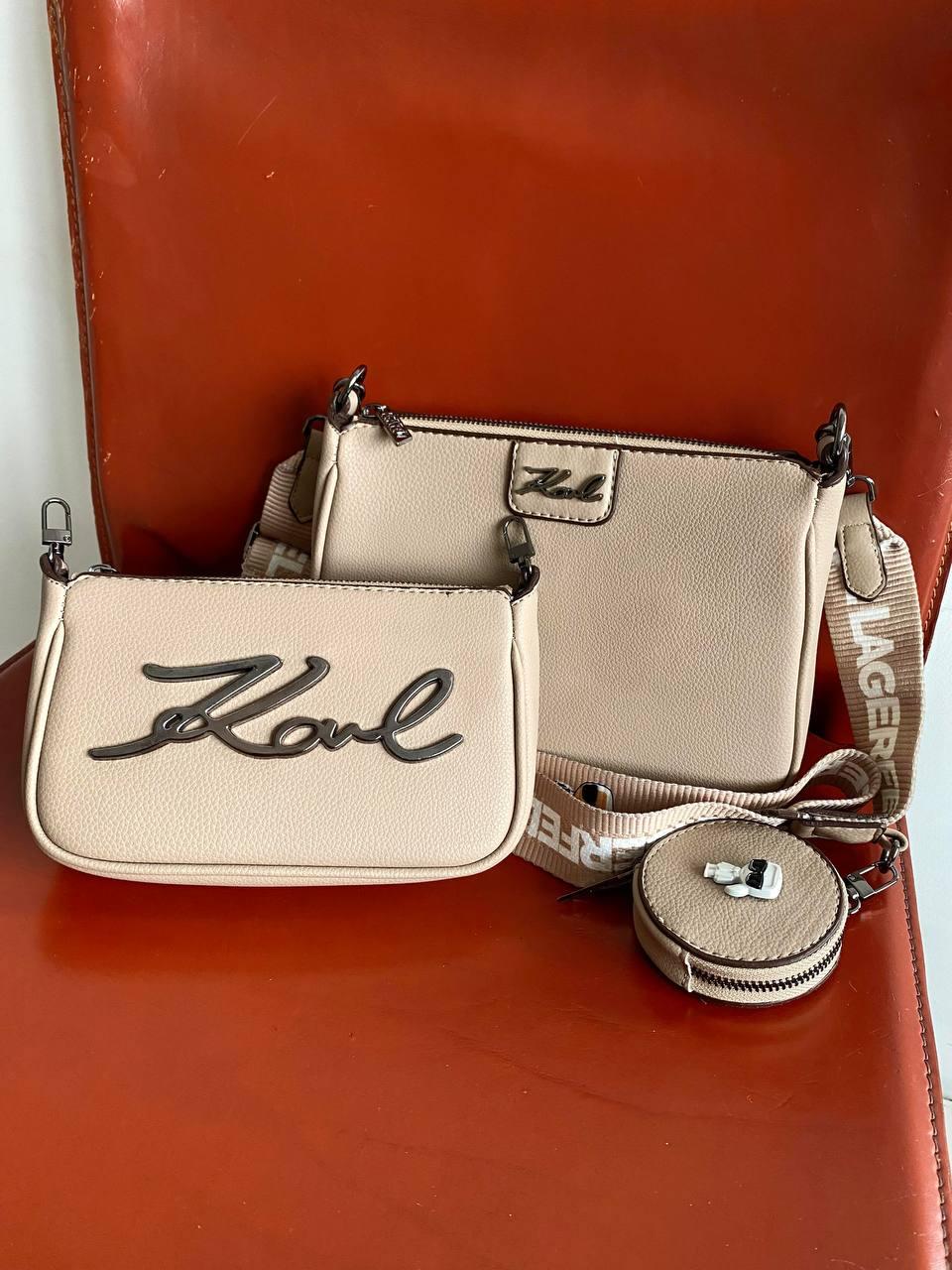 Жіноча сумка Karl Lagerfeld Beige (бежева) красива актуальна світла сумочка 1505 vkross, фото 1