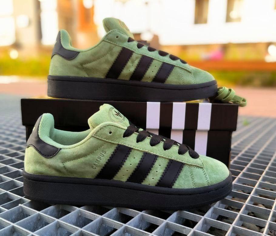 Чоловічі кросівки Adidas Campus (зелені з чорним) спортивні повсякденні кроси 01182 Адідас vkross