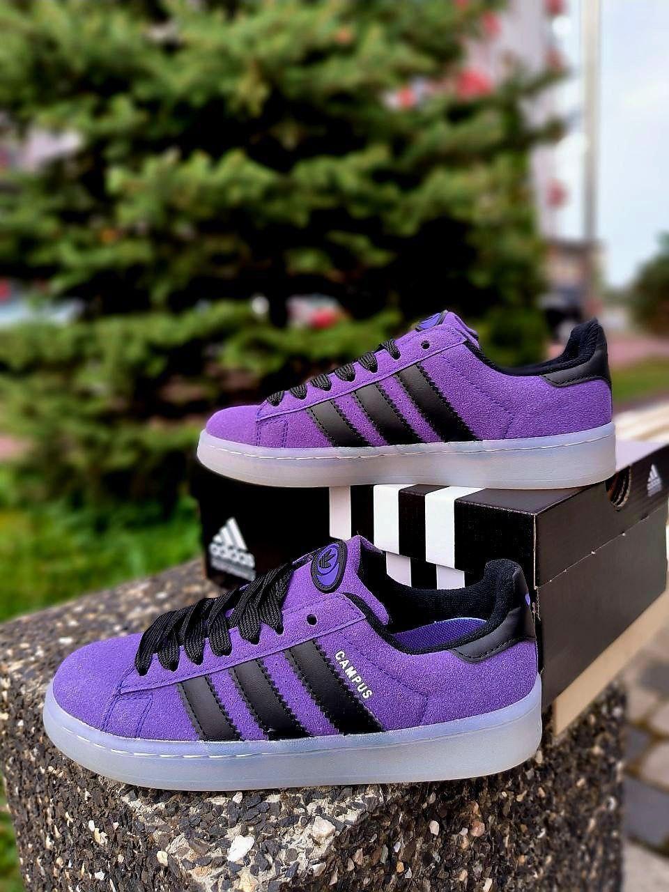 Чоловічі демісезонні кросівки Adidas Campus (фіолетові з чорним) спортивні повсякденні кроси 1173 Адас vkross