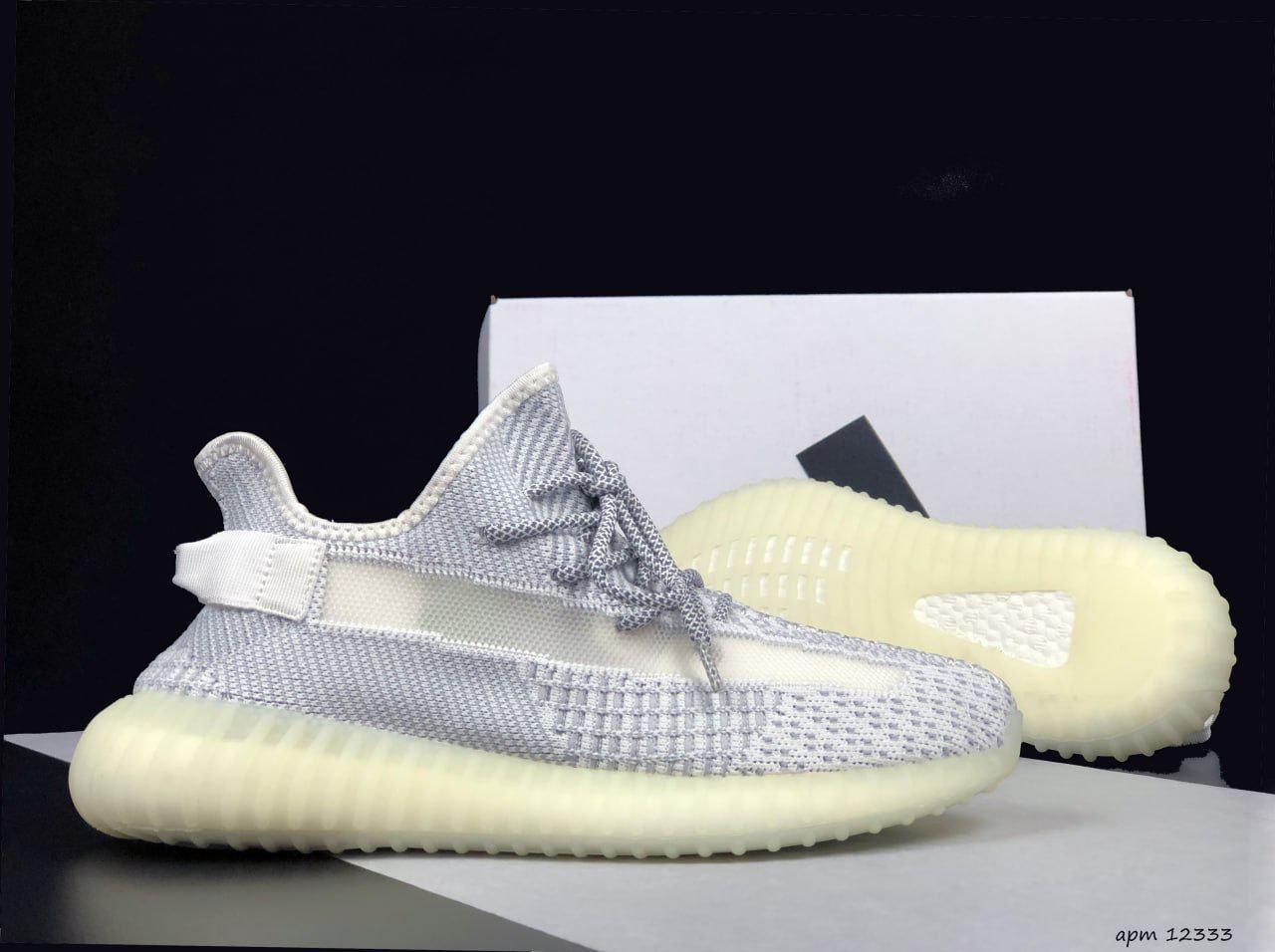 Чоловічі текстильні кросівки Steely Yeezy Boost 350 (білі із сірим) стильні кроси 12333 Стилі vkross