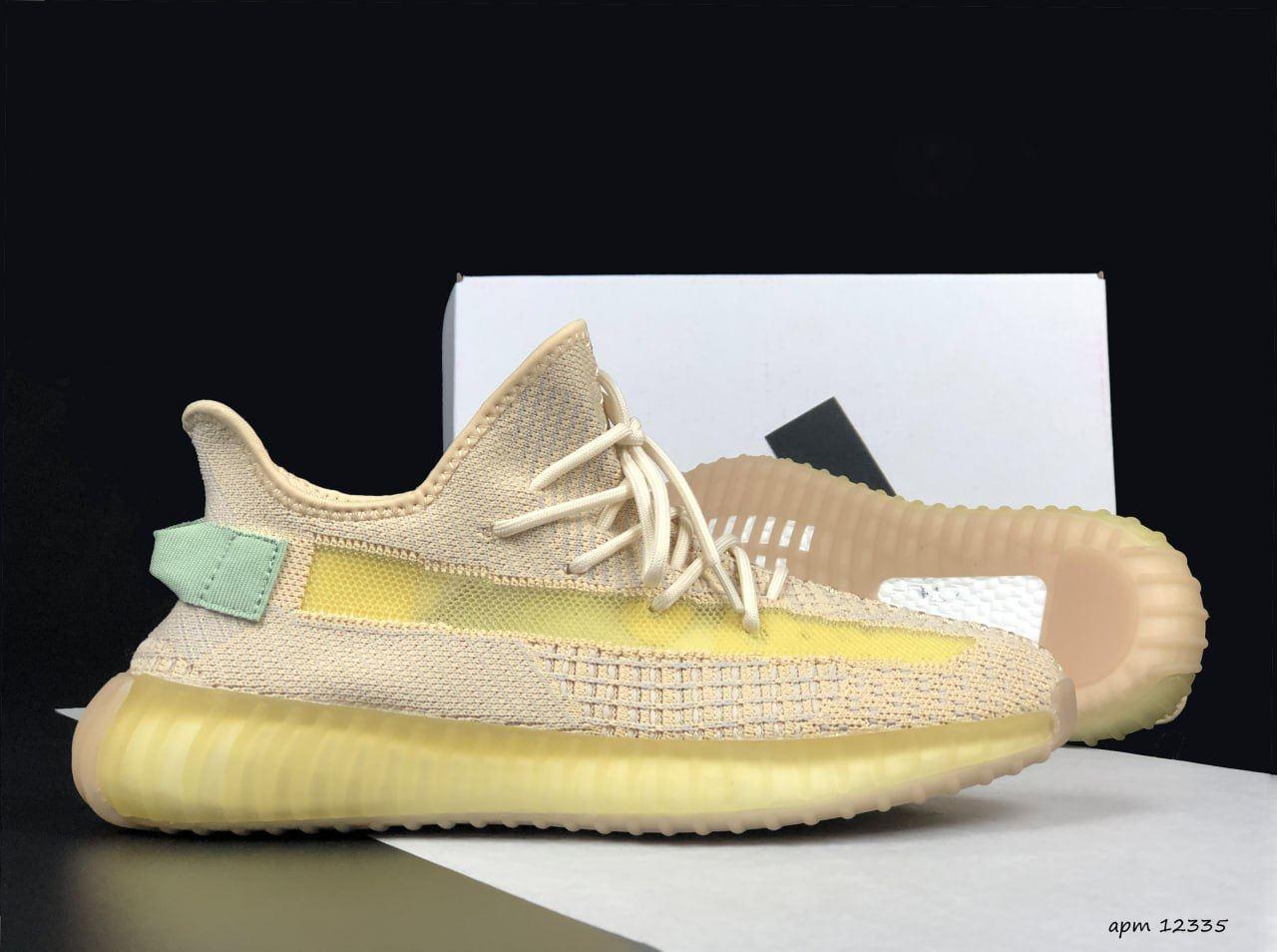 Чоловічі текстильні кросівки Steely Yeezy Boost 350 (бежеві з жовтим) стильні кроси 12335 Стилі vkross, фото 1