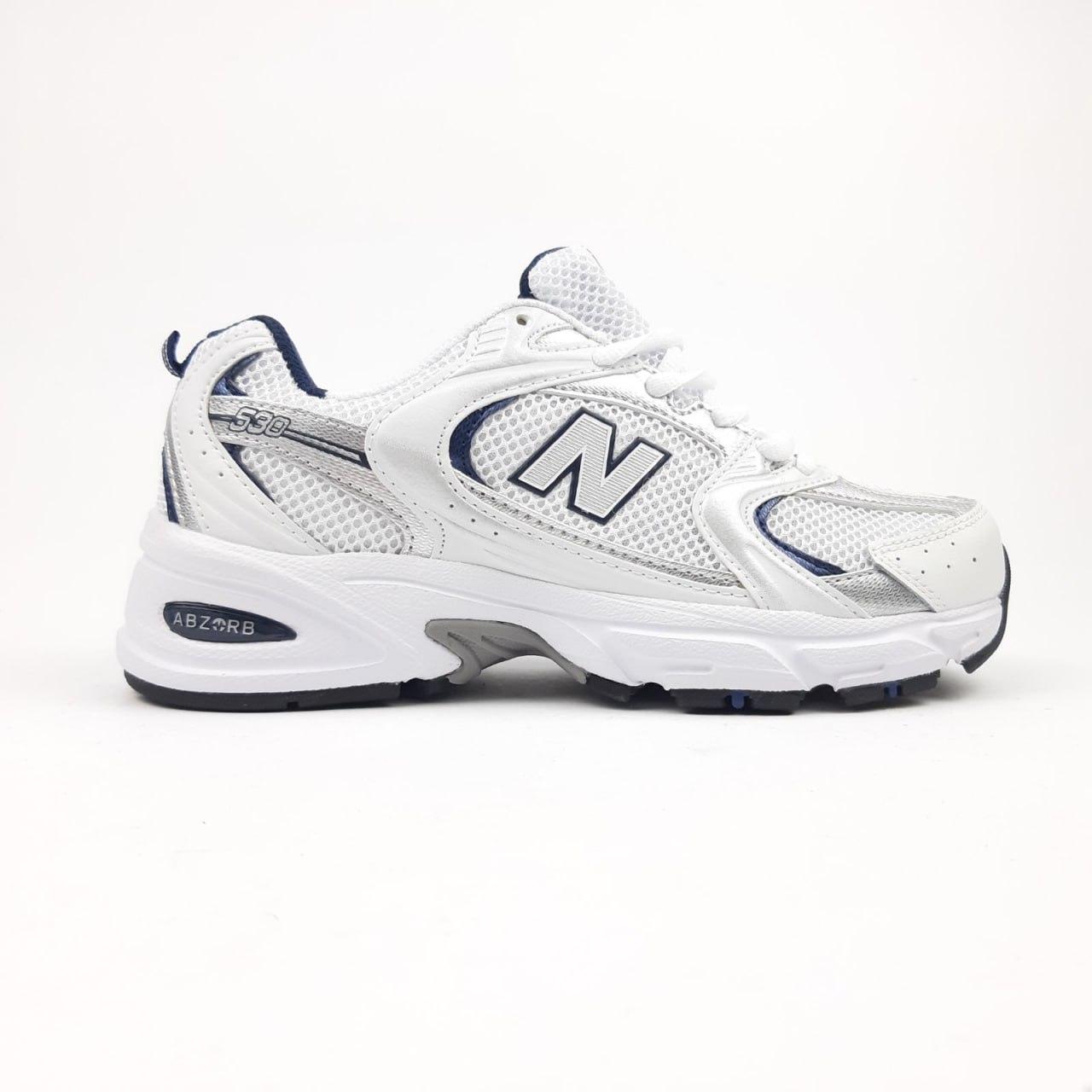 Жіночі демісезонні кросівки New Balance 530 (білі із синім) спортивні стильні кроси 20979 Нью Беленс vkross