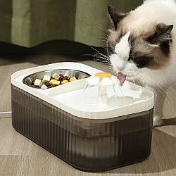 Автоматична годівниця-поїлка для домашніх тварин 2в1 LY-429, Білий / Фонтан-поїлка для котів та собак