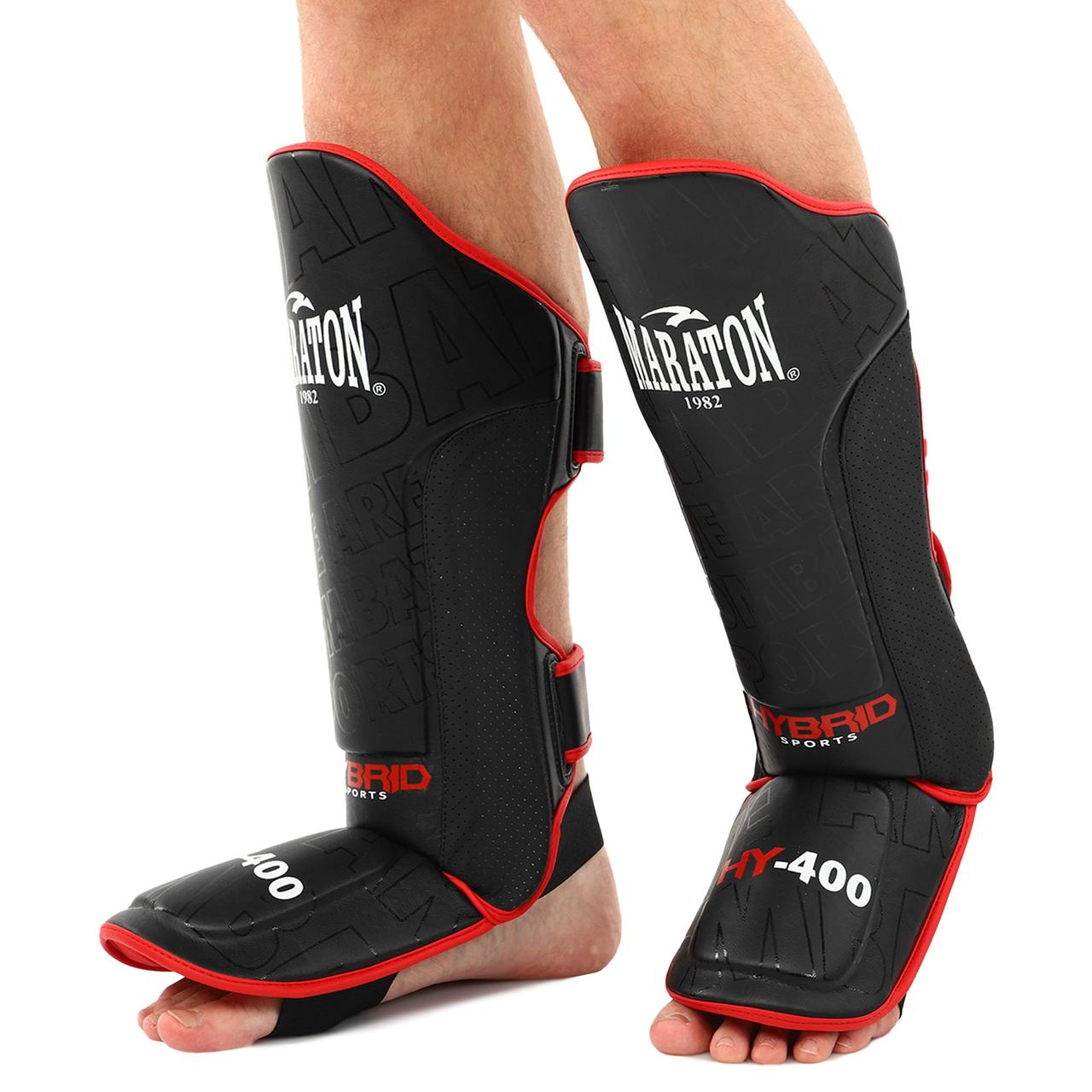 Захист гомілки та стопи для єдиноборств Maraton Hybrid Sports 9792 розмір L Black-Red, фото 1
