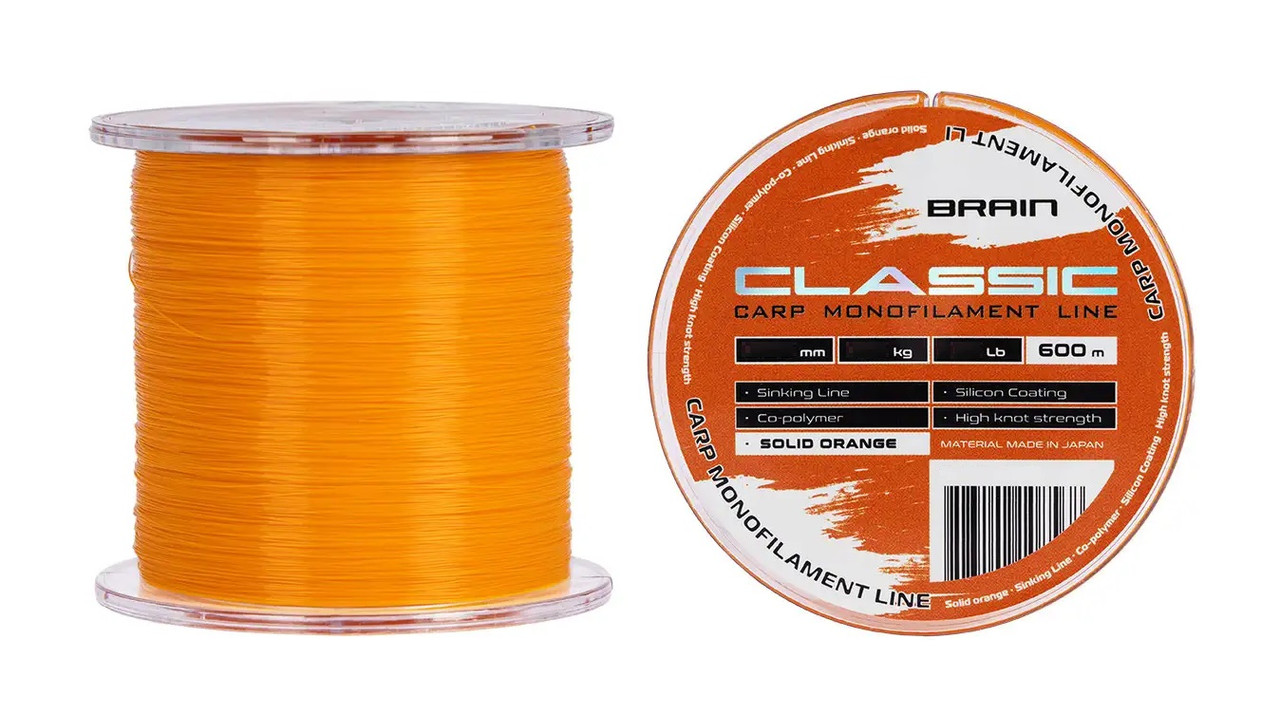Волосінь тонуча з силіконовим покриттям Brain Classic Carp Line 600м 0,25мм
