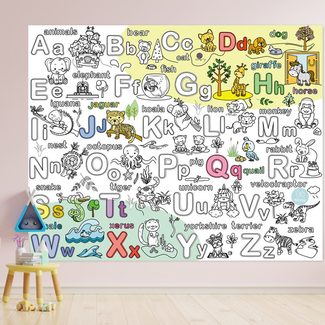 Розмальовка Алфавіт Англійський Мега велика розмальовка набір із фломастерами 120 х150 см