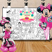 Мега розмальовка іменна фотозона банер на День народження Дісней Disney 120х150 см