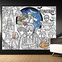 Розмальовка Венсдей / Wednesday Мега велика розмальовка набір із фломастерами 120 х150 см