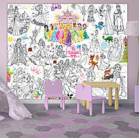 Розмальовка Принцеси Дісней Princess Disney Мега велика розмальовка набір з фломастерами 120х150 см