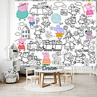 Розмальовка Свинка Пеппа / Peppa Pig Мега велика розмальовка набір з фломастерами 120х150 см