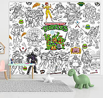 Розмальовка Черепашки Нінзя Мега велика розмальовка набір з фломастерами 120х150 см