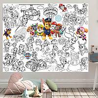 Розмальовка Щенячий патруль / Paw patrol, Мега велика розмальовка, набір з фломастерами, 120х150 см