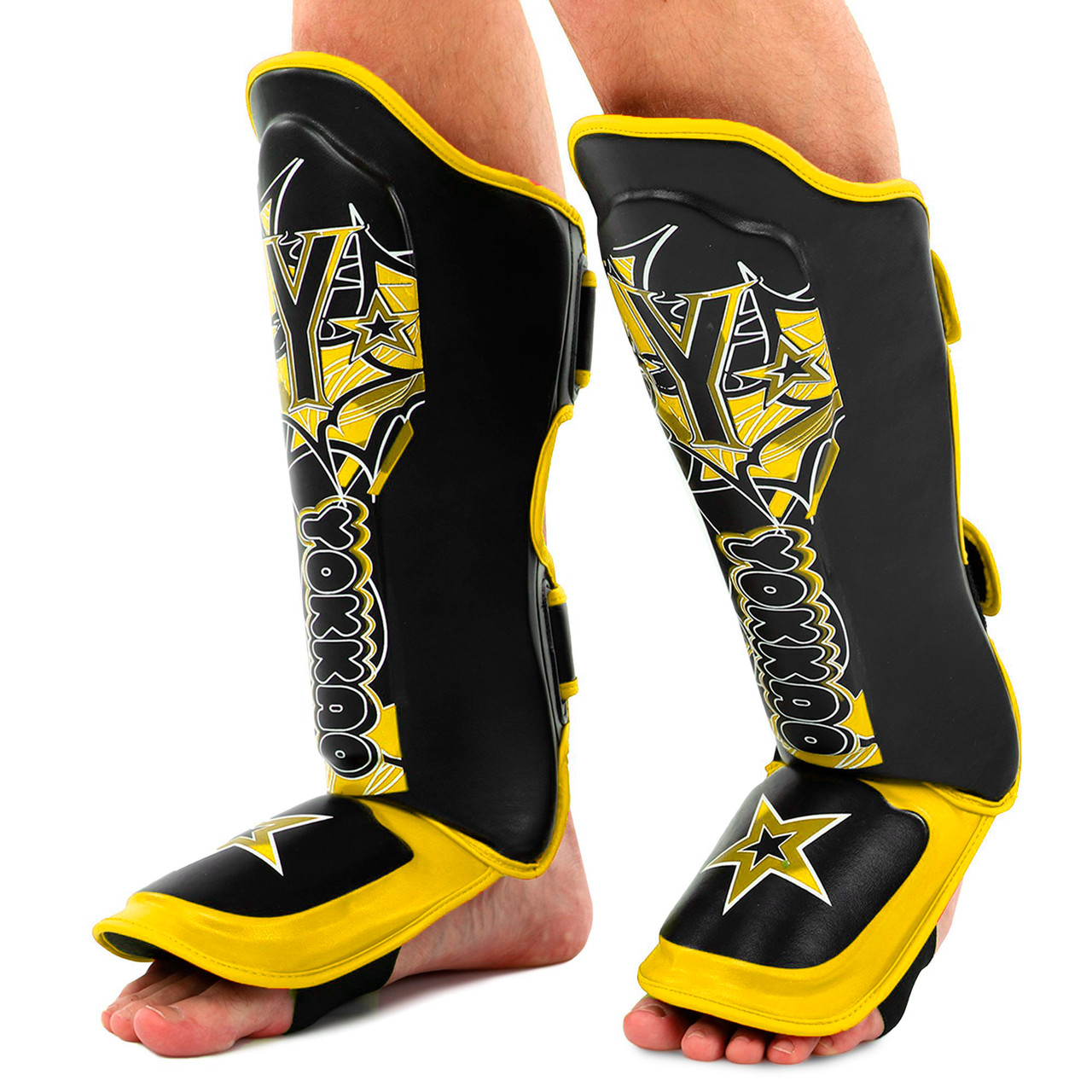 Захист гомілки та стопи для єдиноборств Yokkao 9793 розмір M Black-Yellow