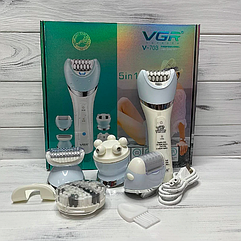 Епілятор для обличчя та тіла 5 в 1 VGR-703 електробритва, епілятор, масажер, шліфування ступнів, щіточка для обличчя