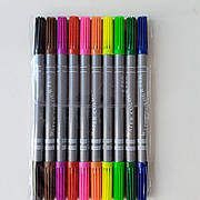 Фломастери 10 кольорів двосторонні  | фломастери шкільні 10 кольорів |