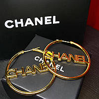 Сережки — кільця з логотипом, позолота 18 К