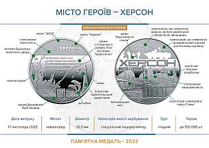 Пам`ятна медаль НБУ “Місто-героїв - Херсон” в сувенірній упаковці приватного випуску, фото 6