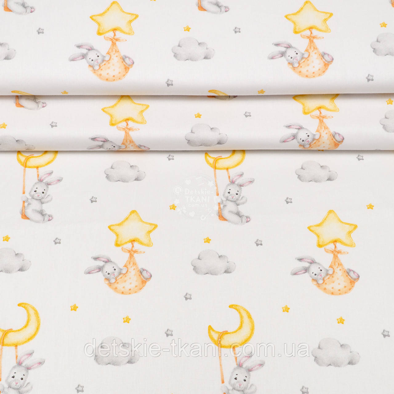 Ранфорс "Зайчики на гойдалці та в гамаку", №5196, фото 1