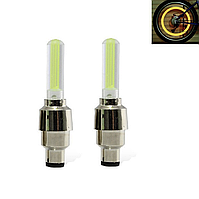 LED-ковпачки на ніпель велосипеда з підсвіткою, діодна мигалка, комплект 2 шт. у жовтому кольорі