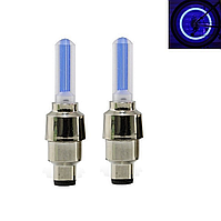 LED-ковпачки на ніпель велосипеда з підсвіткою, діодна мигалка, комплект 2 шт. у синьому кольорі
